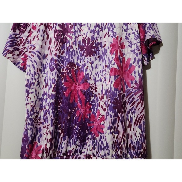 Vintage Haband Shirt Floral Iridescent Button Pink Purple 70s 80s Hippie Large - Picture 8 of 10
